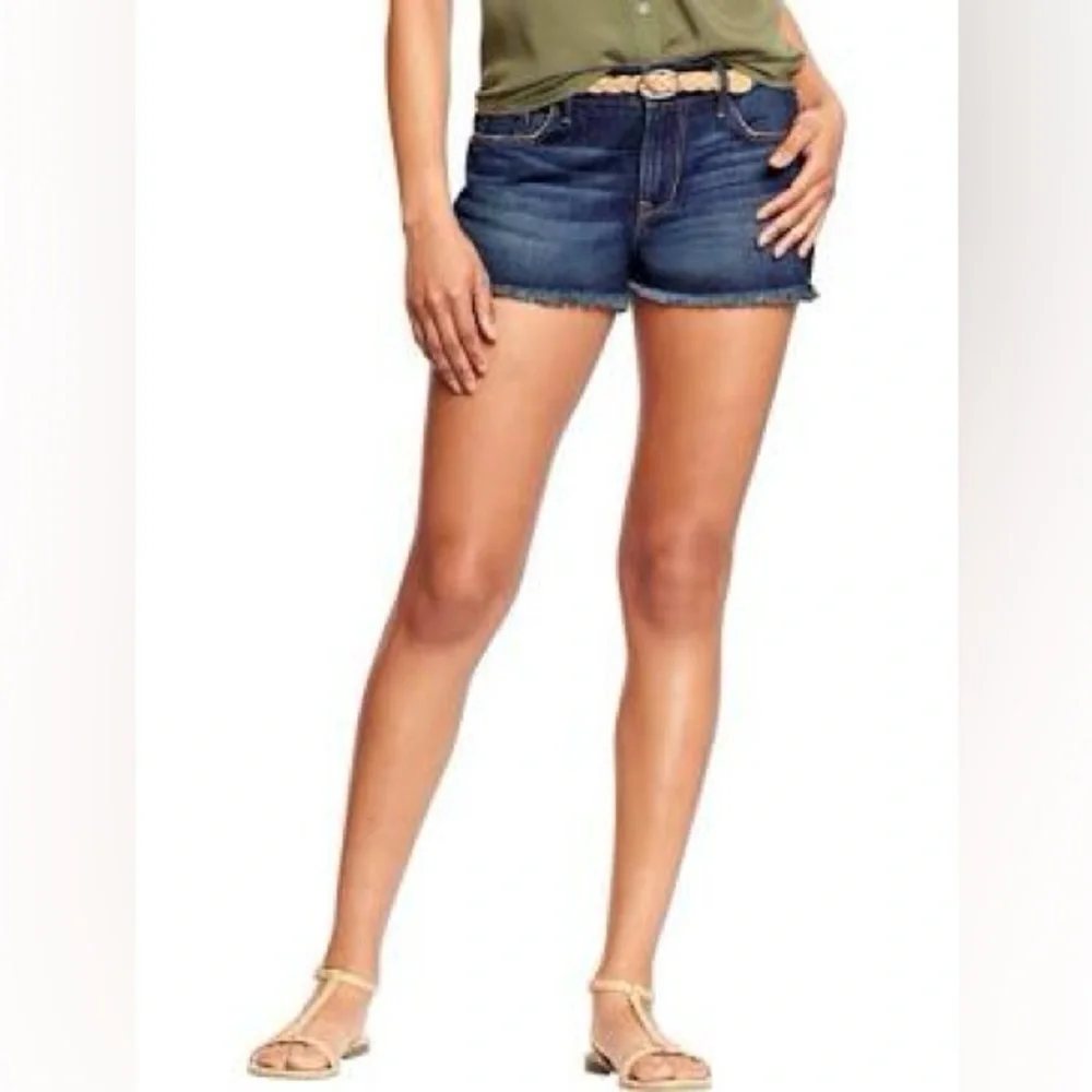 Old Navy Women's The Diva Cut Off Denim Shorts Blue Tropical Size 14 - Picture 4 of 4